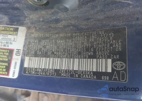 2014 Toyota Corolla S Plus z USA, uszkodzony, nr VIN 2T1BURHE9EC066979